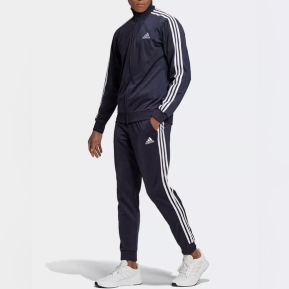 adidas Other - adidas Essentials 3-Stripes Tracksuit Men's Jacket & Pants Blue